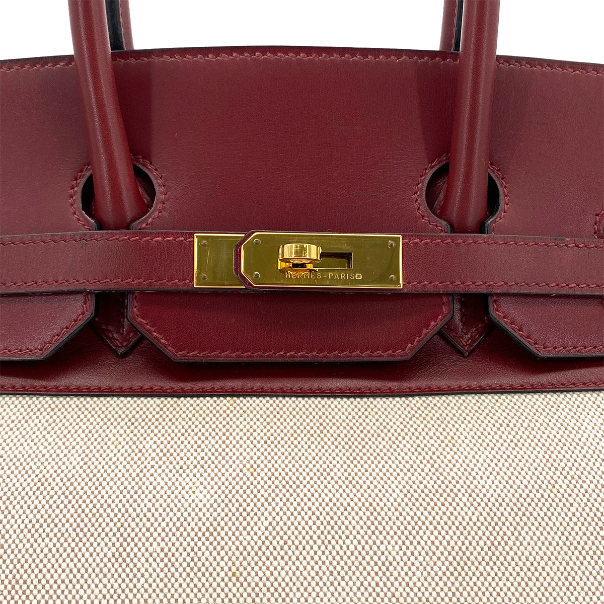 HERMES BIRKIN 35 ROUGE H ECRU BOX CALF TOILE H HAND BAG 〇X GHW 90285742