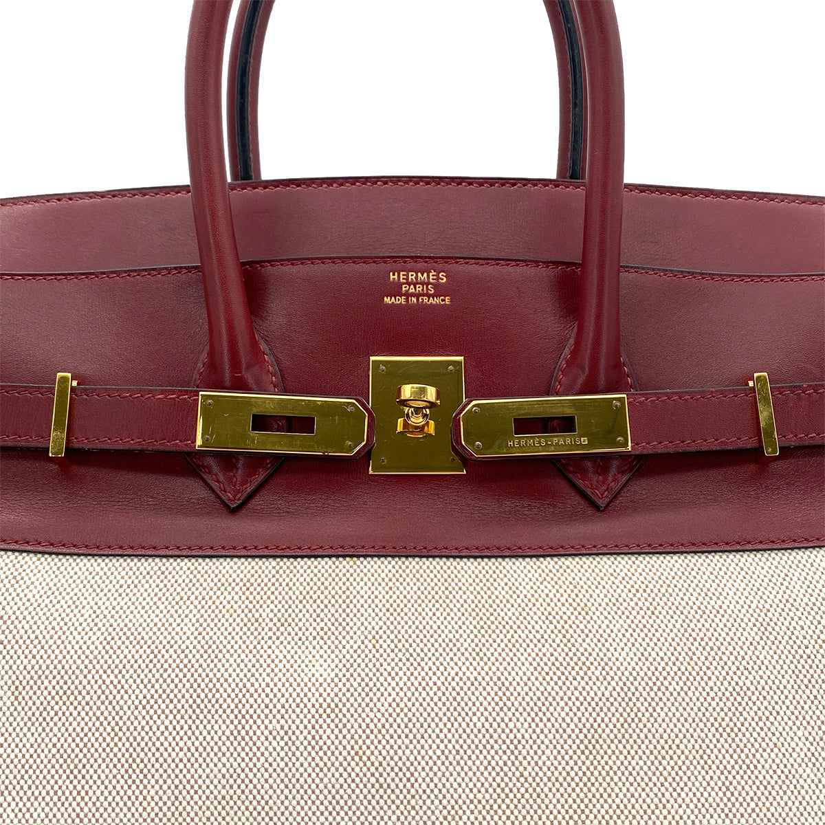 HERMES BIRKIN 35 ROUGE H ECRU BOX CALF TOILE H HAND BAG 〇X GHW 90285742