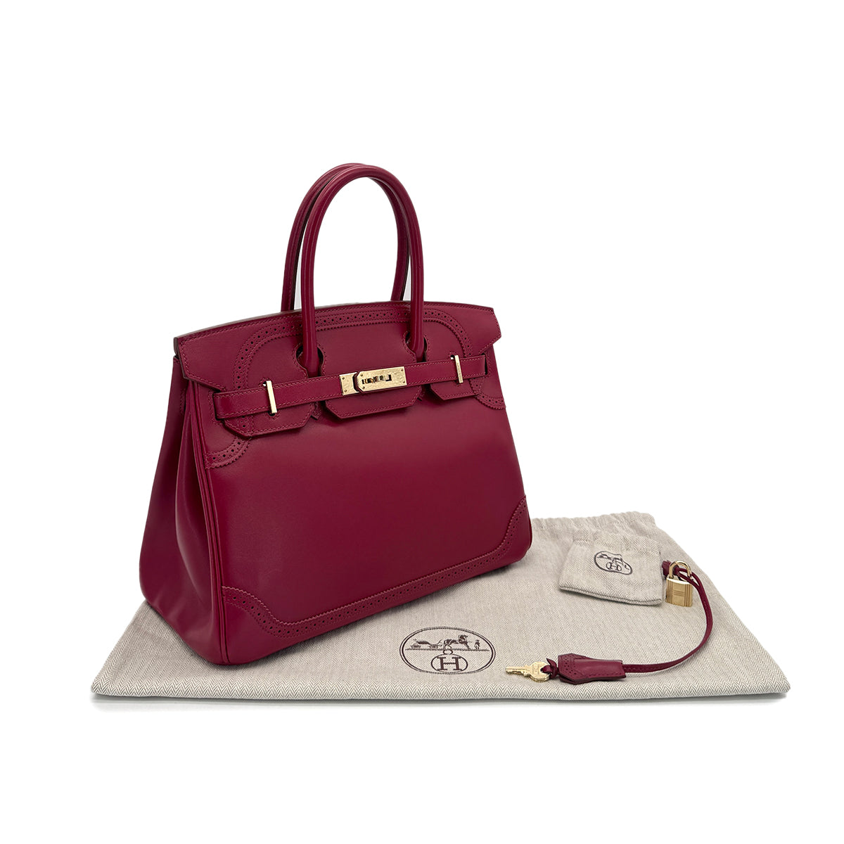 HERMES BIRKIN 30 GHILLIES RUBIS TADELAKT HAND BAG □P GHW 90285745