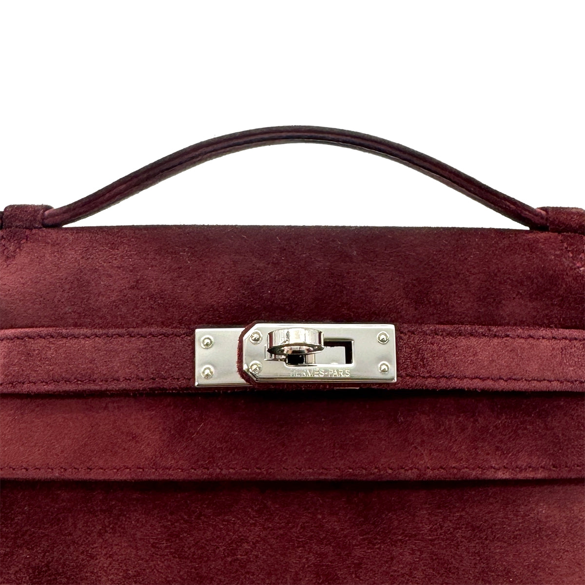HERMES KELLY POCHETTE SELLIER ROUGE H DEBRIS HAND BAG □J SHW 90285748