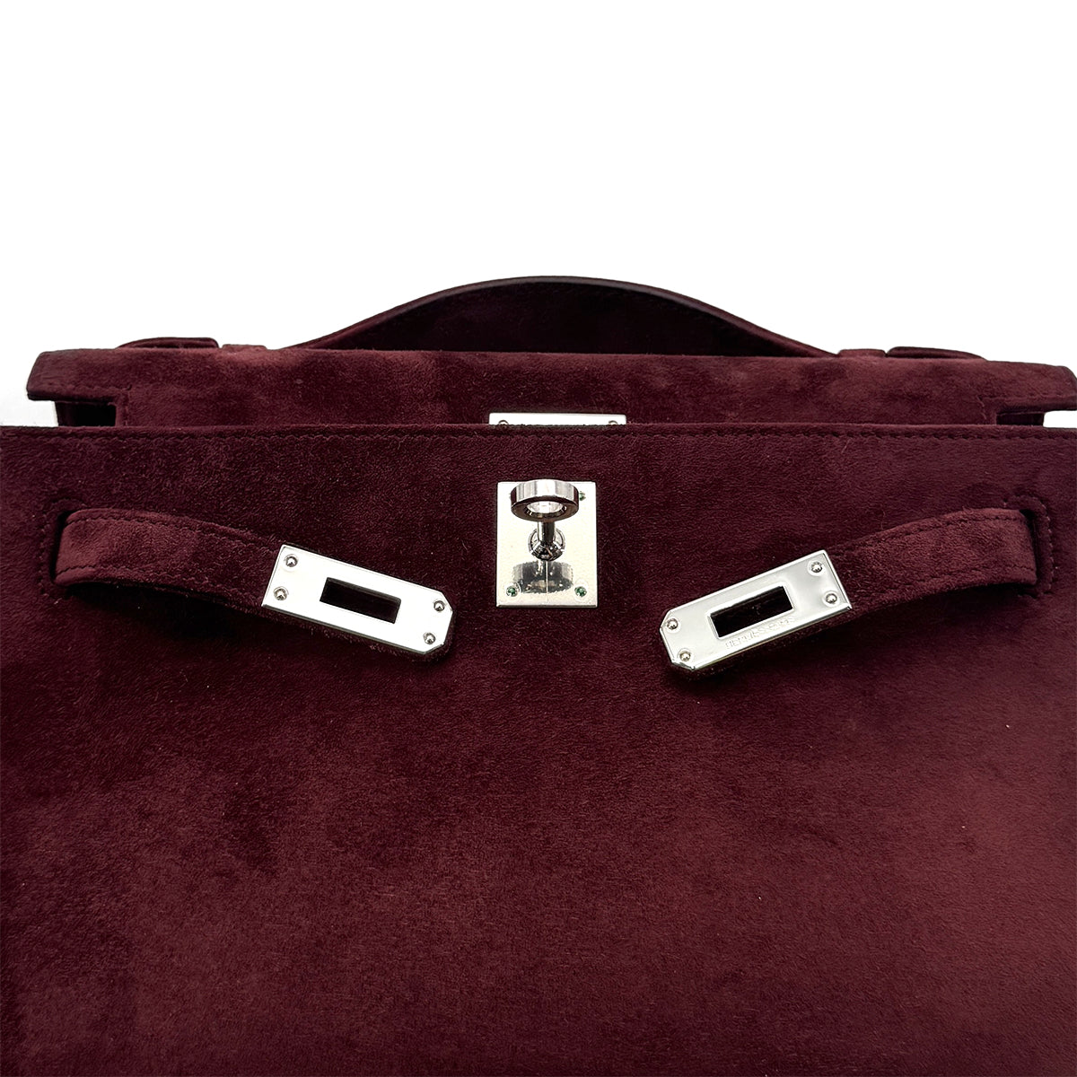 HERMES KELLY POCHETTE SELLIER ROUGE H DEBRIS HAND BAG □J SHW 90285748