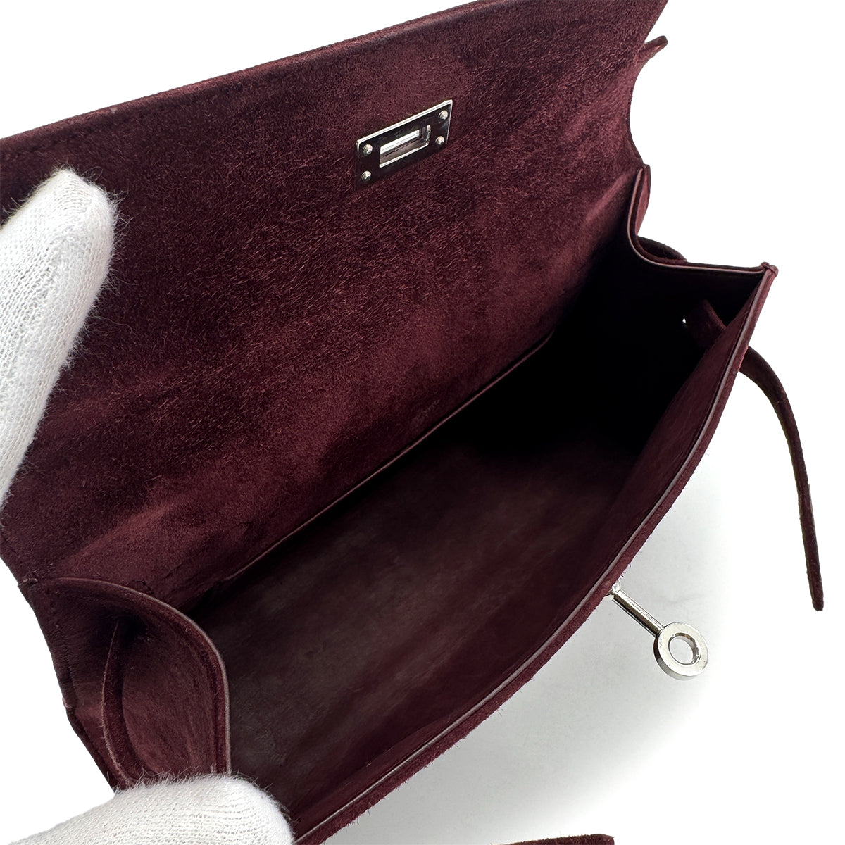 HERMES KELLY POCHETTE SELLIER ROUGE H DEBRIS HAND BAG □J SHW 90285748