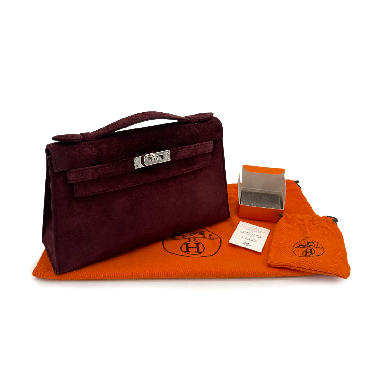 HERMES KELLY POCHETTE SELLIER ROUGE H DEBRIS HAND BAG □J SHW 90285748