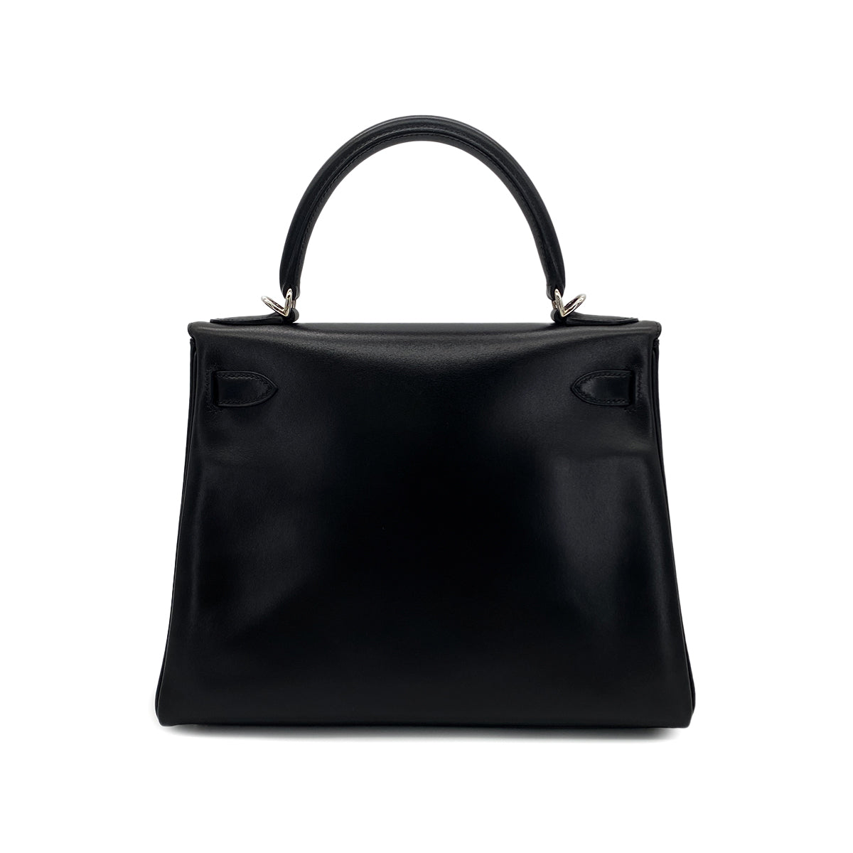 HERMES KELLY 28 RETOURNE BLACK BOXCALF HAND SHOULDER BAG □G SHW 90285750