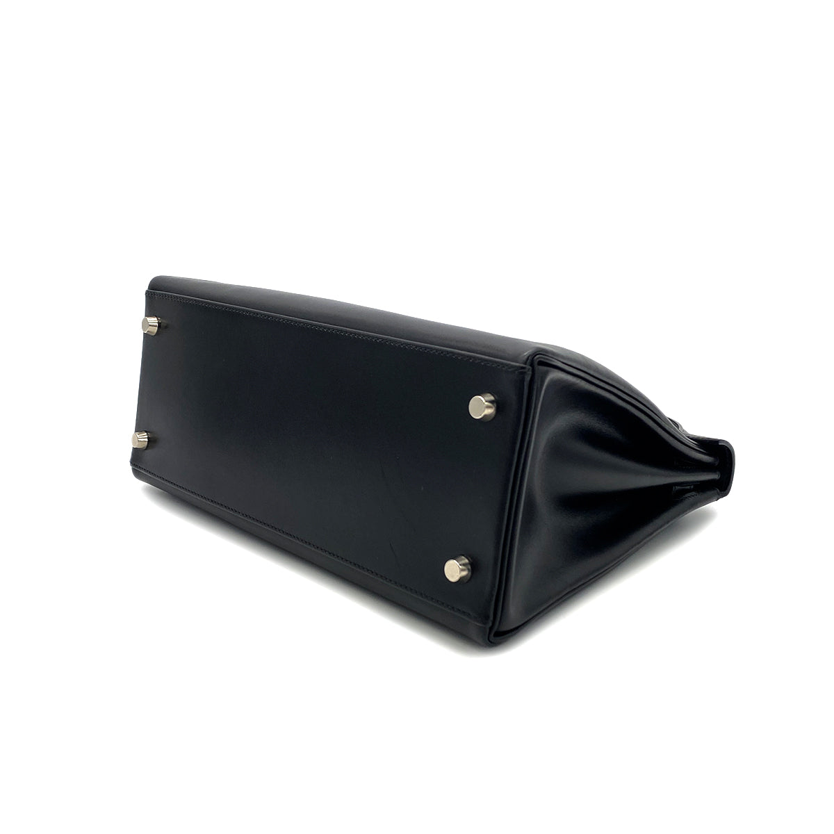 HERMES KELLY 28 RETOURNE BLACK BOXCALF HAND SHOULDER BAG □G SHW 90285750