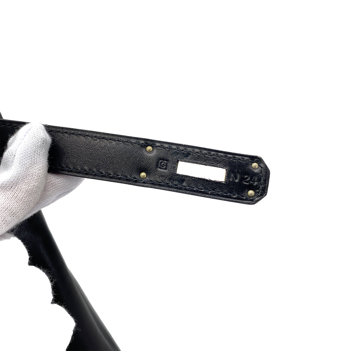 HERMES KELLY 28 RETOURNE BLACK BOXCALF HAND SHOULDER BAG □G SHW 90285750