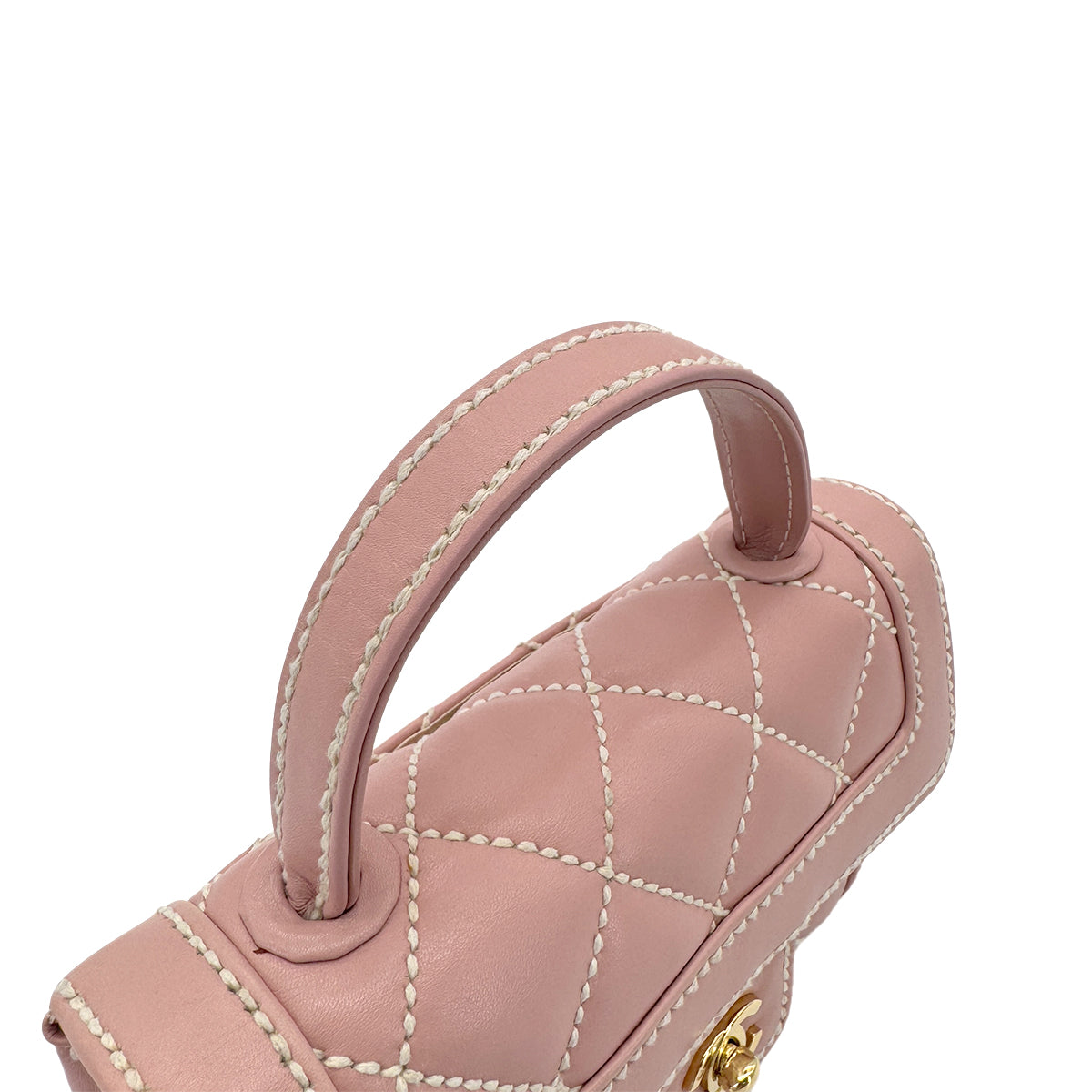 CHANEL VINTAGE WILD STITCH HAND BAG PINK LAMB SKIN 90285756