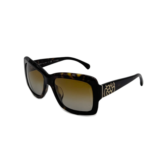 CHANEL VINTAGE SUNGLASSES CAMELLIA COCOMARK BROWN GOLD EYEWEAR 90285768