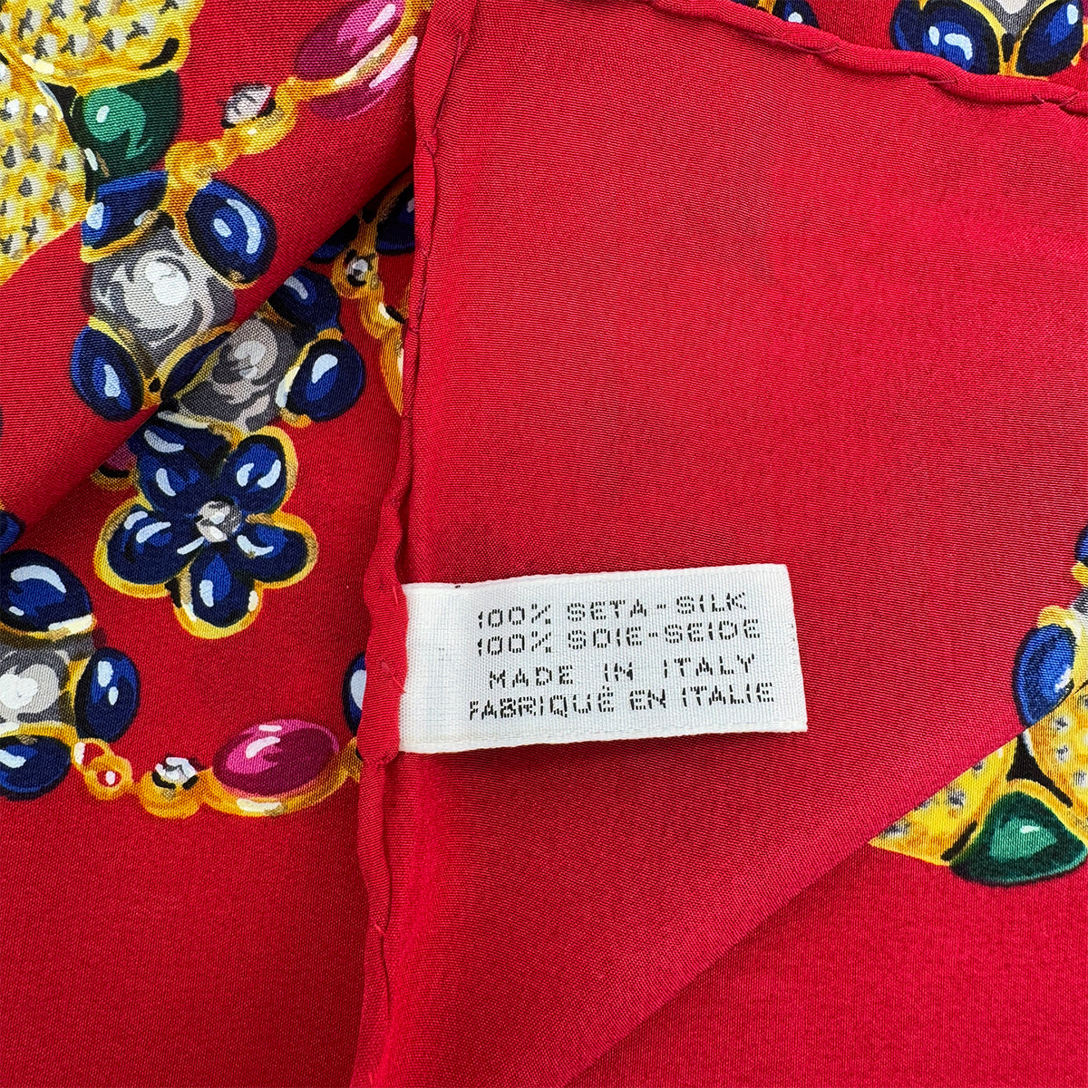 CHANEL VINTAGE SCARF GRIPOA PATTERN RED SILK 90285916