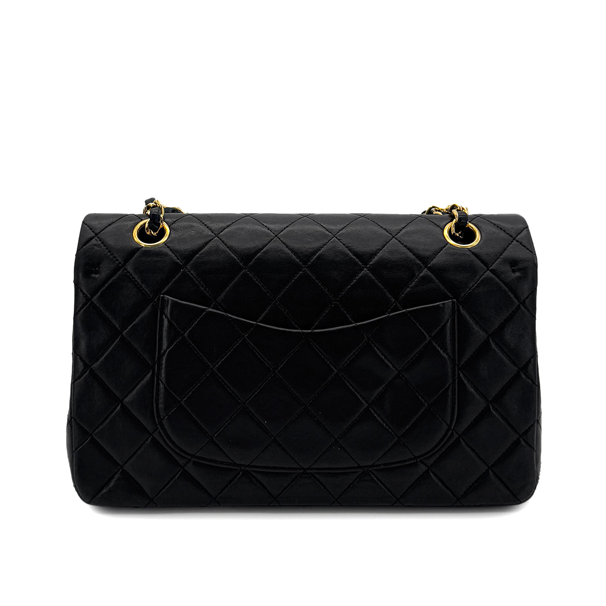 CHANEL VINTAGE CLASSIC FLAP MEDIUM CHAIN SHOULDER BAG BLACK LAMB SKIN 90285918