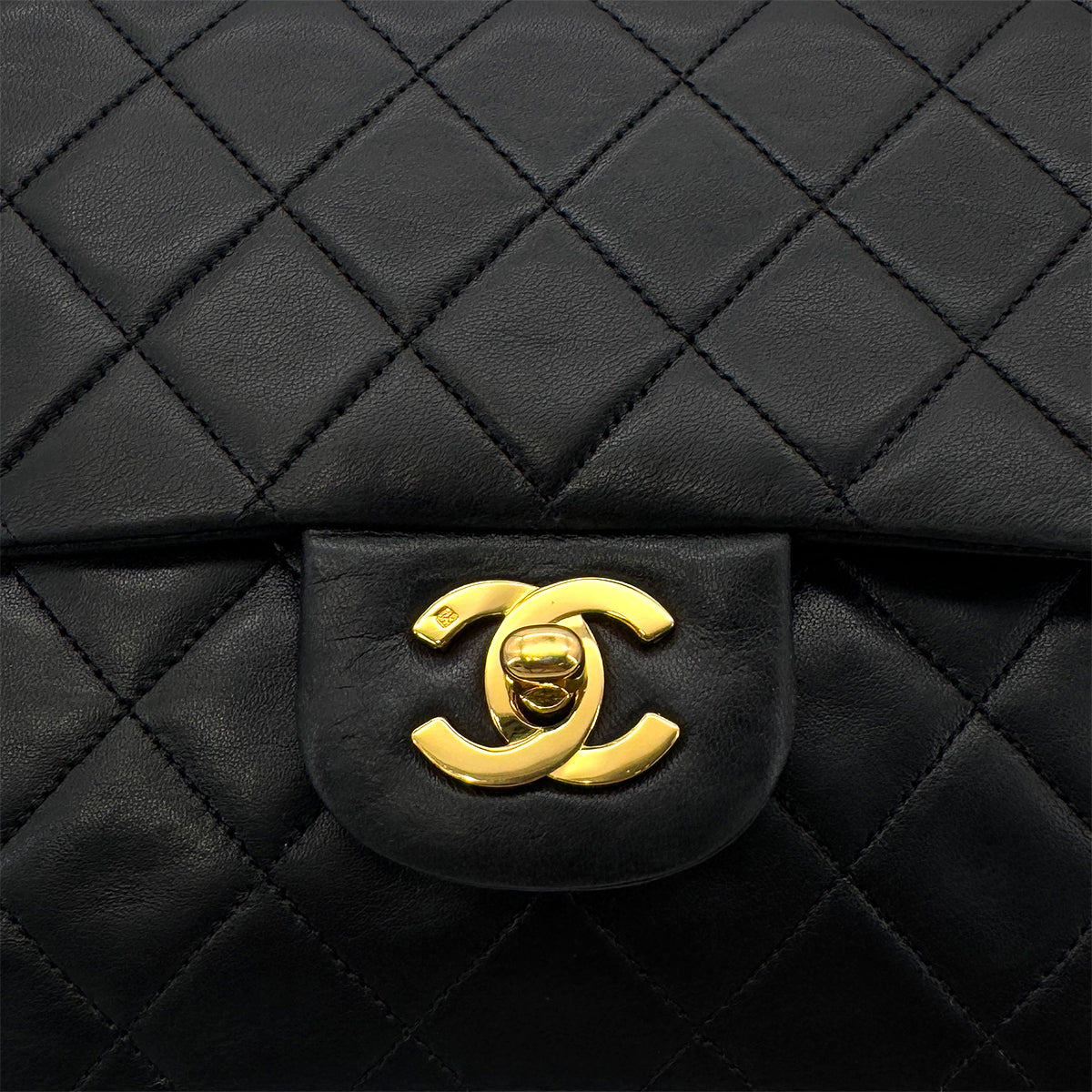 CHANEL VINTAGE CLASSIC FLAP MEDIUM CHAIN SHOULDER BAG BLACK LAMB SKIN 90285918