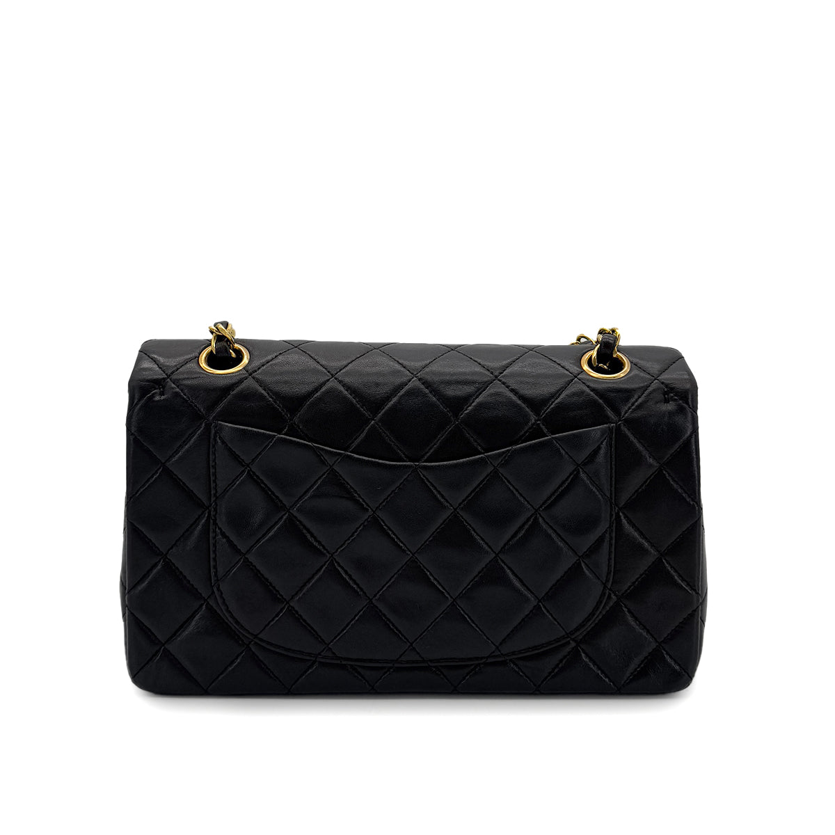 CHANEL VINTAGE CLASSIC FLAP SMALL CHAIN SHOULDER BAG BLACK LAMB SKIN 90285920