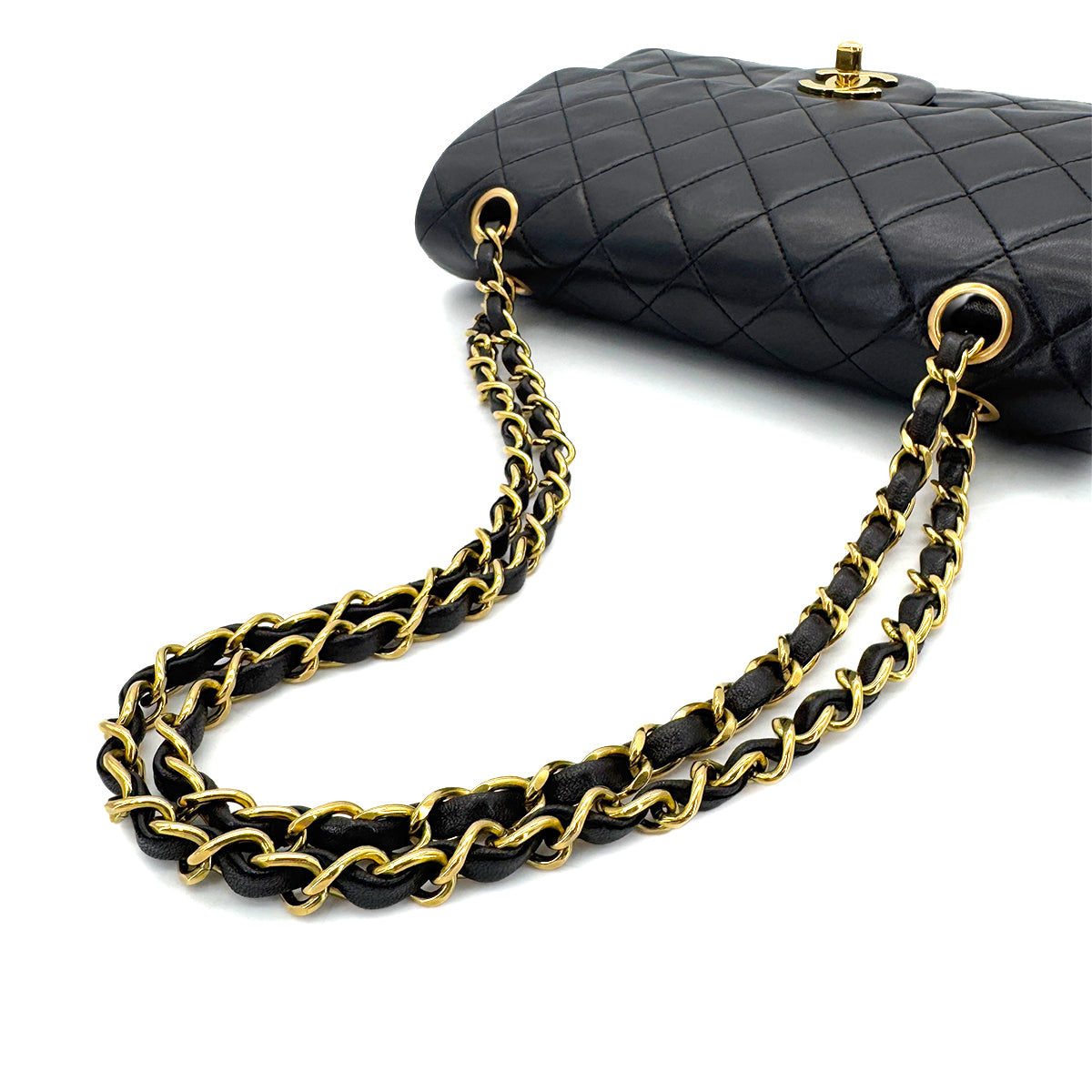 CHANEL VINTAGE CLASSIC FLAP SMALL CHAIN SHOULDER BAG BLACK LAMB SKIN 90285920