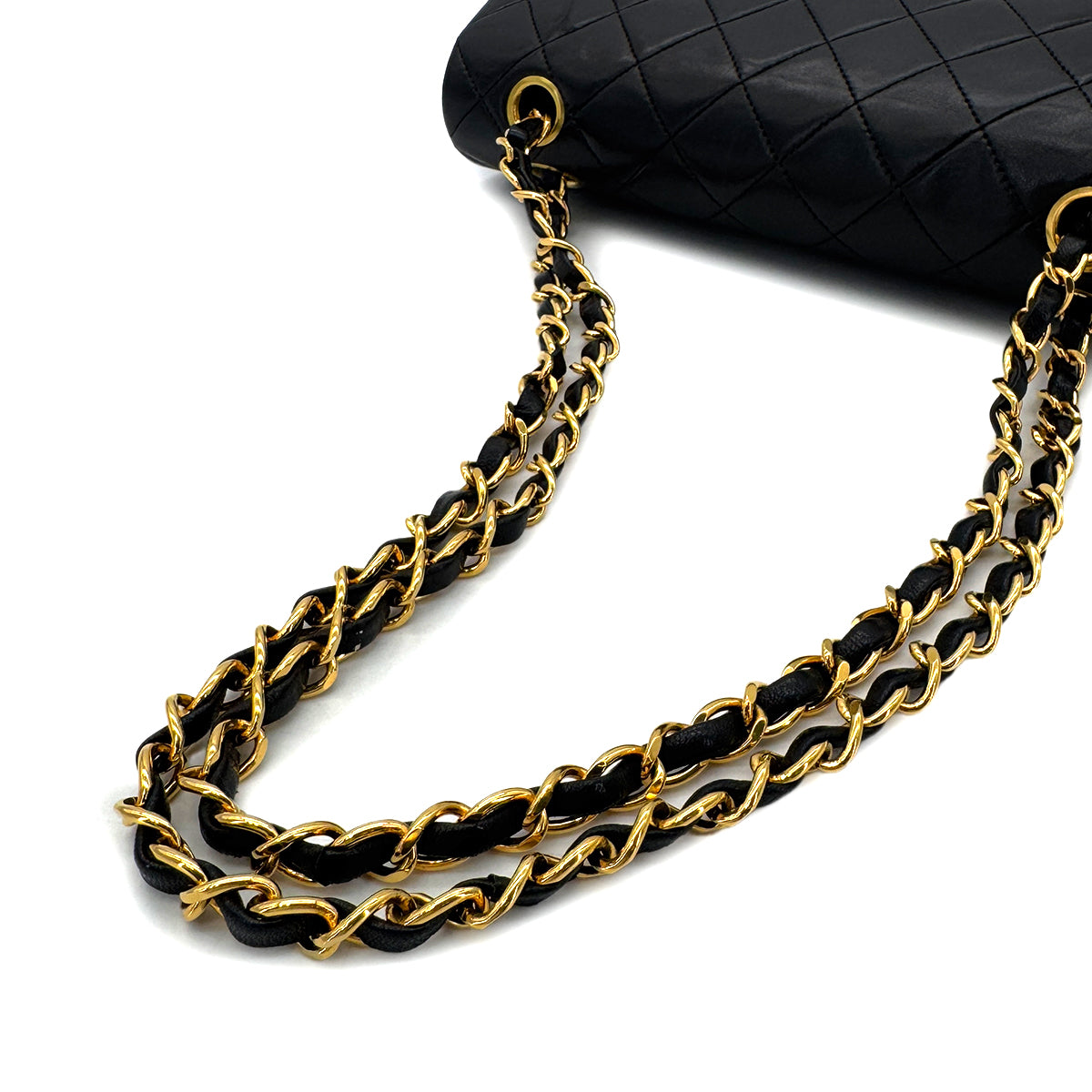 CHANEL VINTAGE CLASSIC FLAP SMALL CHAIN SHOULDER BAG BLACK LAMB SKIN 90285925