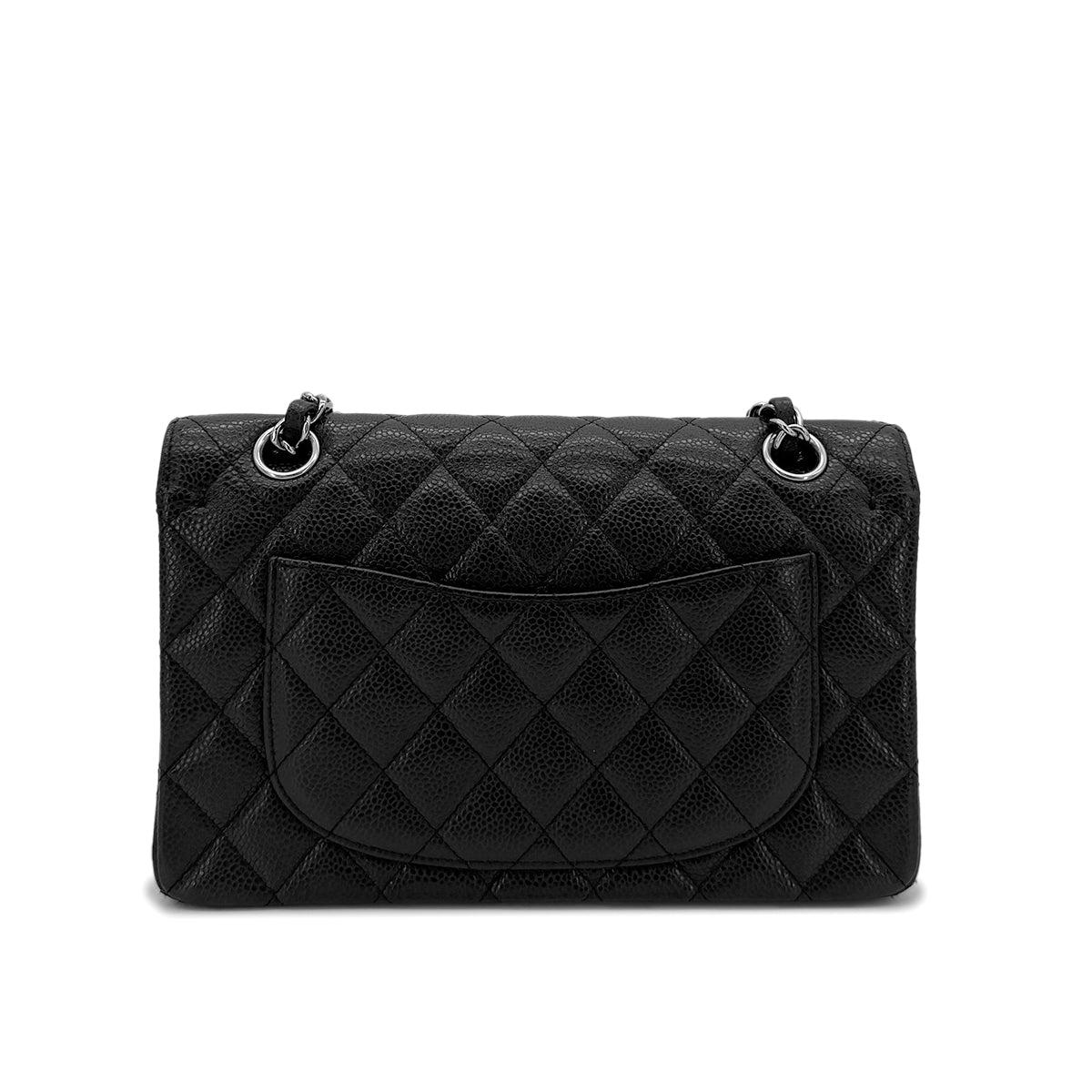CHANEL CLASSIC FLAP SMALL CHAIN SHOULDER BAG BLACK CAVIAR SKIN 90285926