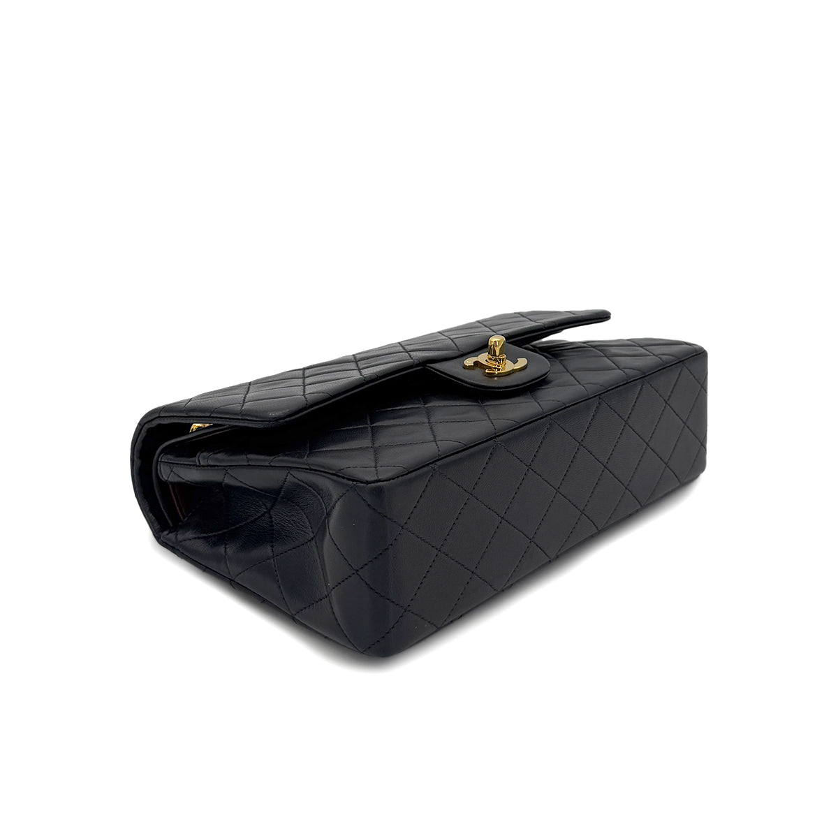 CHANEL VINTAGE CLASSIC FLAP MEDIUM CHAIN SHOULDER BAG BLACK LAMB SKIN 90285930