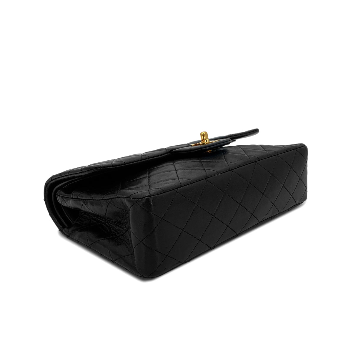 CHANEL VINTAGE CLASSIC FLAP MEDIUM CHAIN SHOULDER BAG BLACK LAMB SKIN 90285933