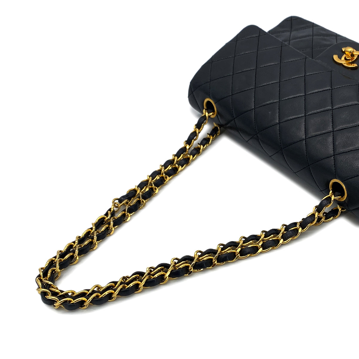 CHANEL VINTAGE CLASSIC FLAP MEDIUM CHAIN SHOULDER BAG BLACK LAMB SKIN 90285933