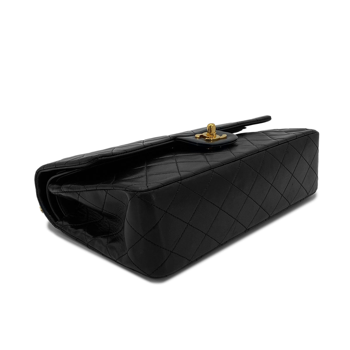 CHANEL VINTAGE CLASSIC FLAP MEDIUM CHAIN SHOULDER BAG BLACK LAMB SKIN 90285934