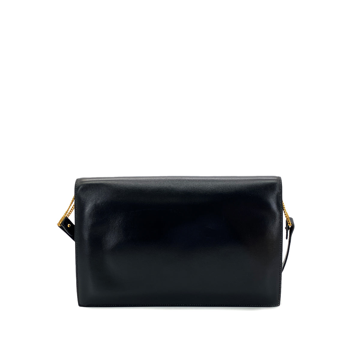 HERMES LYDIE BLACK CLUTCH SHOULDER BAG BOXCALF 〇S 90285936