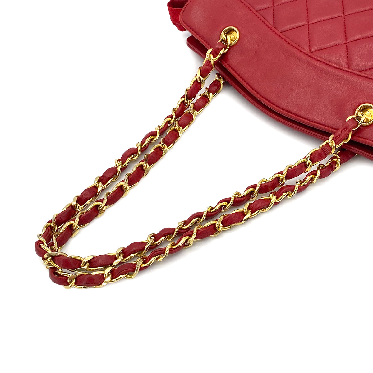 CHANEL VINTAGE CHAIN SHOULDER BAG RED LAMB SKIN 90285938