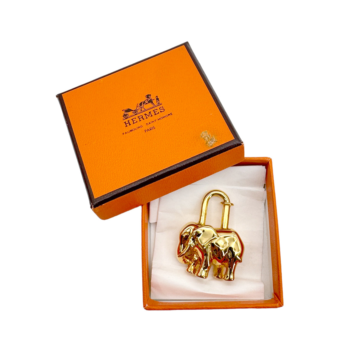 HERMES CADENA CHARM EXOTISME ELEPHANT 1988 GOLD ACCESSORY 90285949