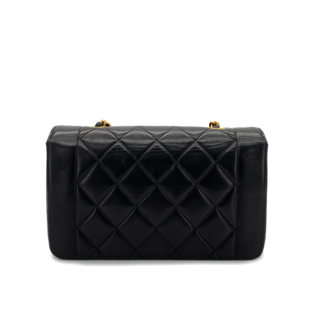 CHANEL VINTAGE DIANA SMALL CHAIN SHOULDER BAG BLACK LAMB SKIN 90286010