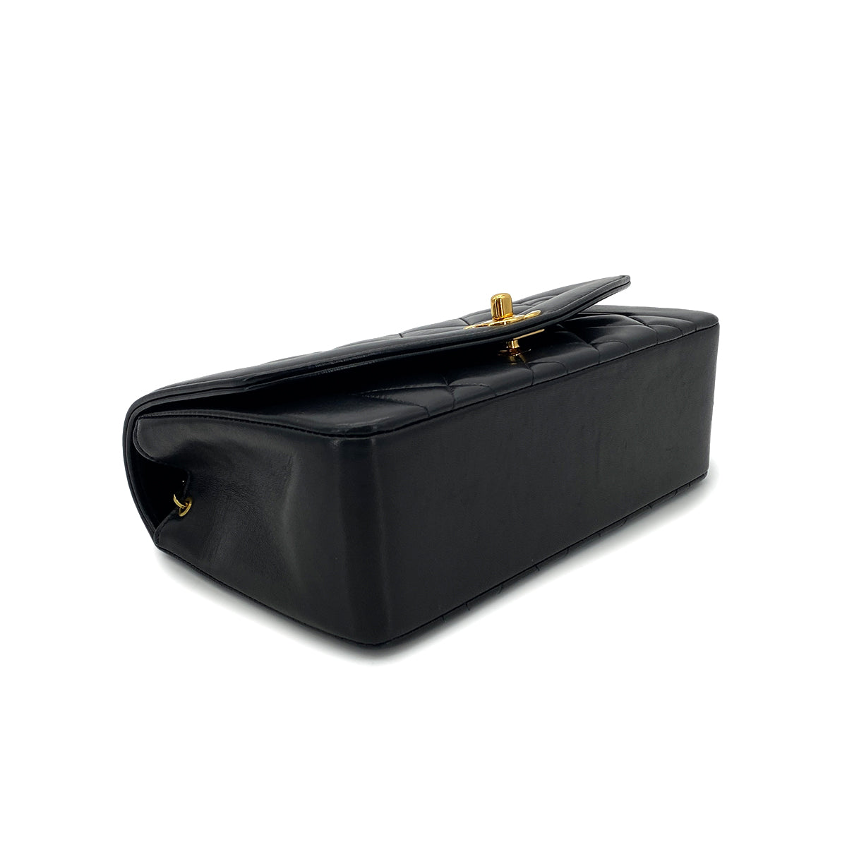 CHANEL VINTAGE DIANA SMALL CHAIN SHOULDER BAG BLACK LAMB SKIN 90286010