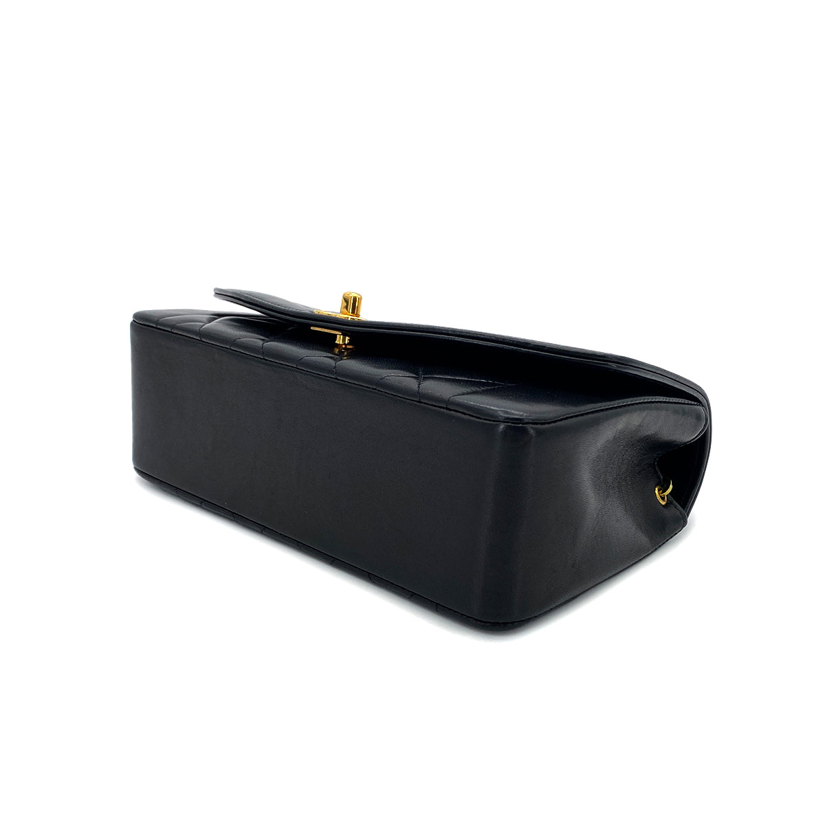 CHANEL VINTAGE DIANA SMALL CHAIN SHOULDER BAG BLACK LAMB SKIN 90286010