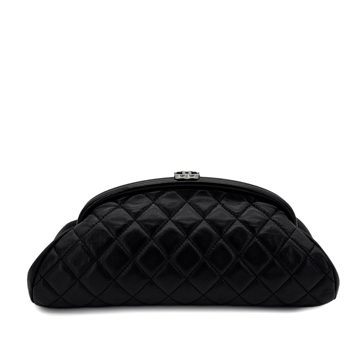 CHANEL VINTAGE MATELASSE CLUTCH BAG BLACK LAMB SKIN 90286011