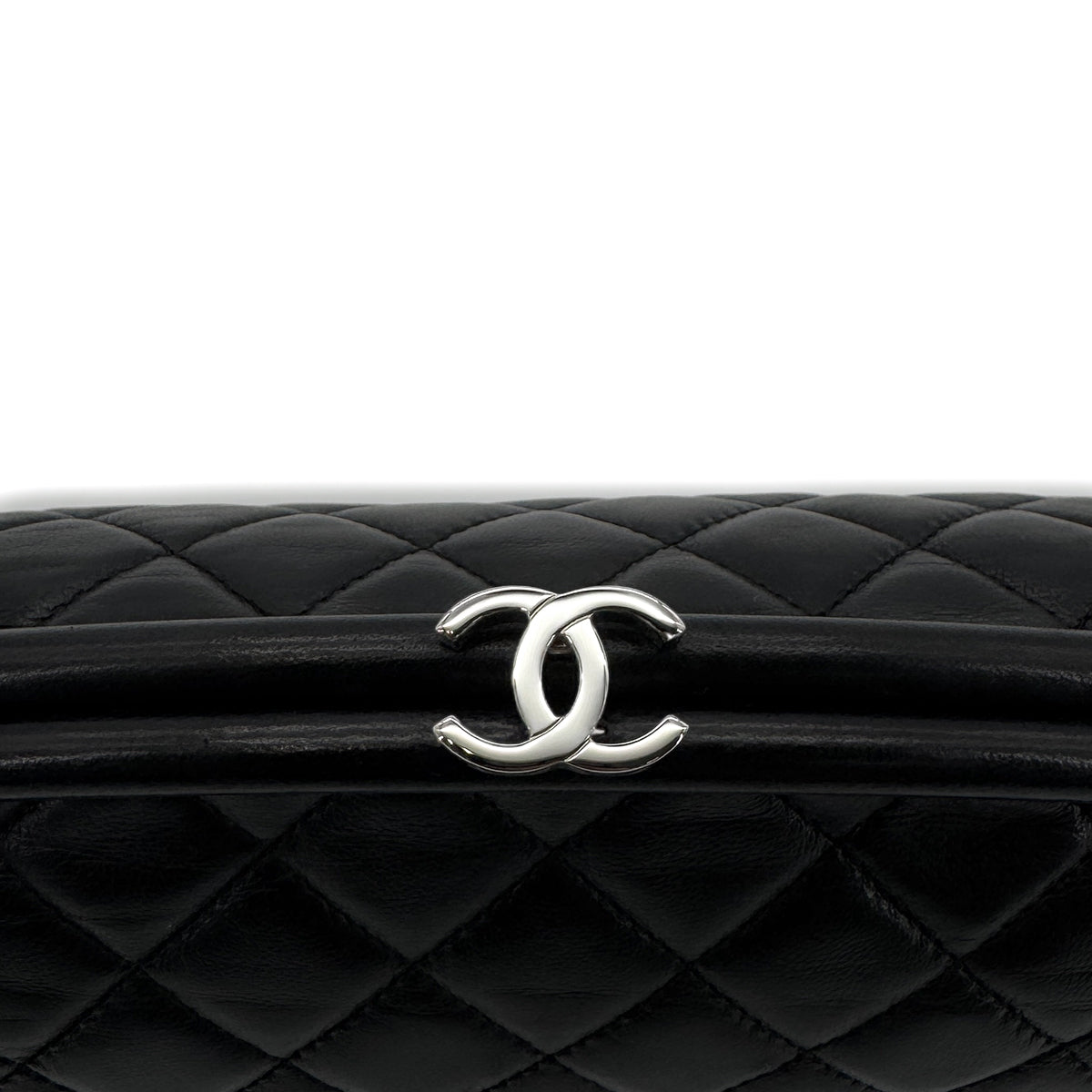CHANEL VINTAGE MATELASSE CLUTCH BAG BLACK LAMB SKIN 90286011