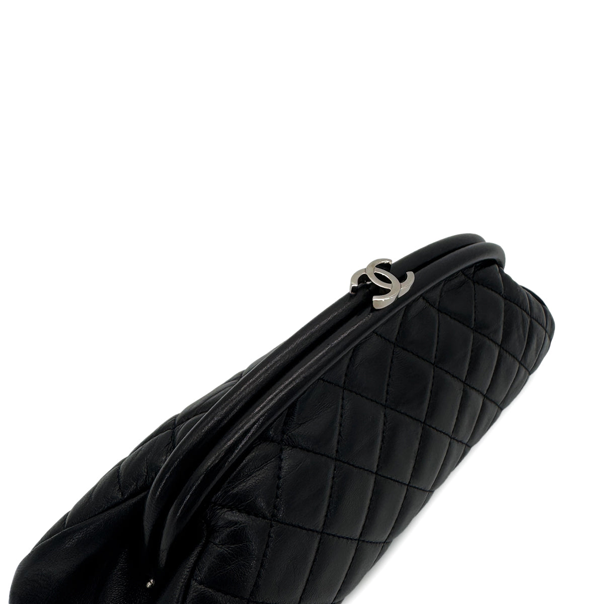 CHANEL VINTAGE MATELASSE CLUTCH BAG BLACK LAMB SKIN 90286011