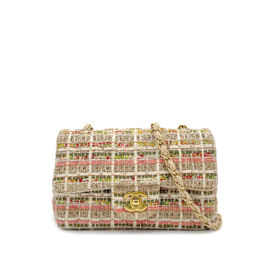 CHANEL MINI MATELASSE CHAIN SHOULDER BAG NATURAL HEMP LAFFIA LEATHER 90286015