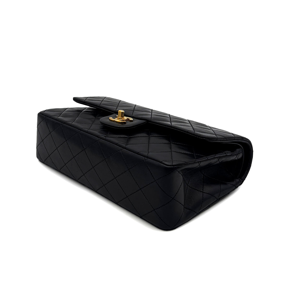 CHANEL VINTAGE CLASSIC FLAP MEDIUM CHAIN SHOULDER BAG BLACK LAMB SKIN 90286016