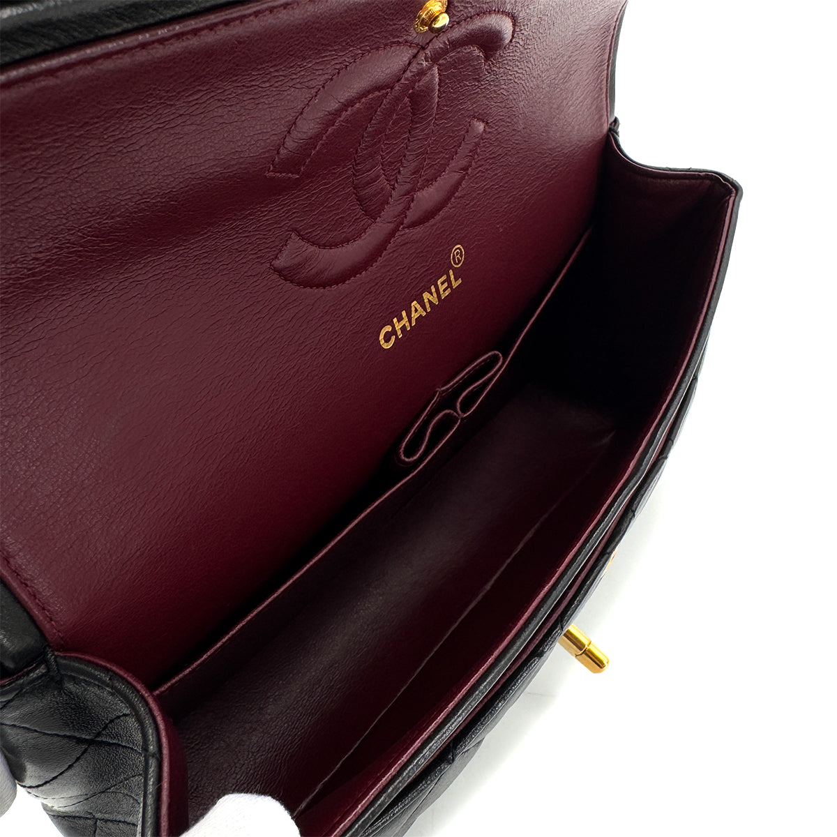 CHANEL VINTAGE CLASSIC FLAP MEDIUM CHAIN SHOULDER BAG BLACK LAMB SKIN 90286016