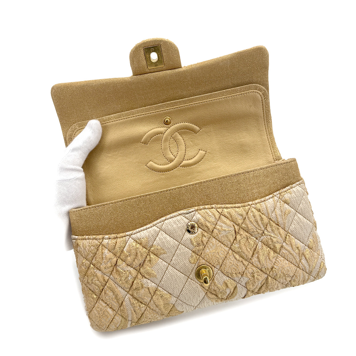 CHANEL MATELASSE CHAIN SHOULDER BAG GOLD JACQUARD 90286017