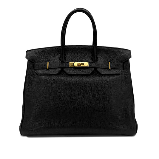 HERMES BIRKIN 35 BLACK TAURILLON CLEMENCE HAND BAG ▢G GHW 90286018