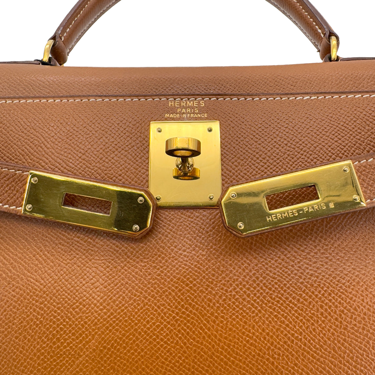 HERMES KELLY 28 RETOURNE GOLD COUCHEVEL HAND SHOULDER BAG 〇U GHW 90286025