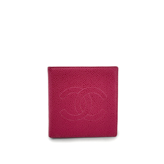 CHANEL VINTAGE BIFOLD COMPACT WALLET PINK CAVIAR SKIN 90286157