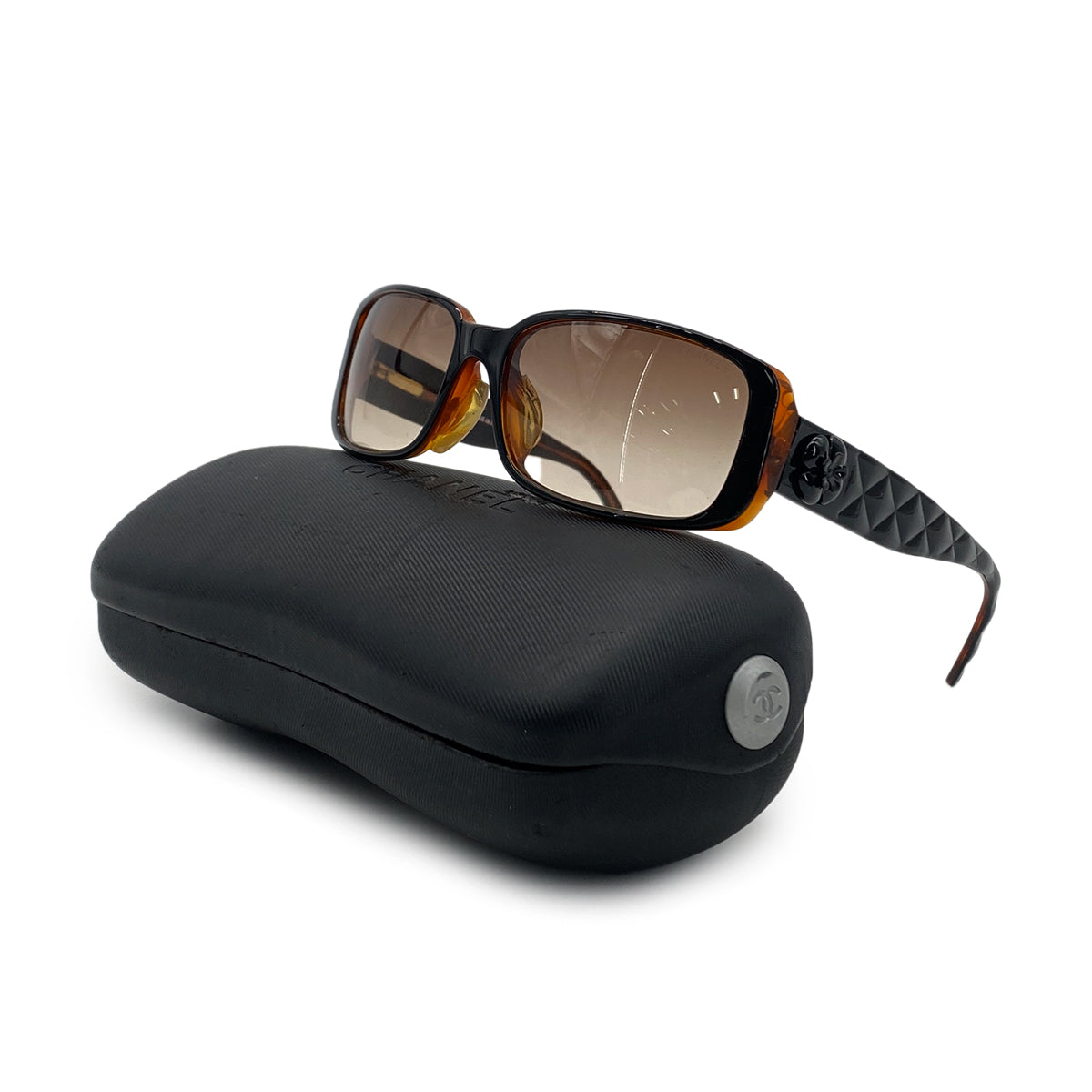 CHANEL VINTAGE SUNGLASSES COCOMARK BLACK BROWN EYEWEAR 90286160