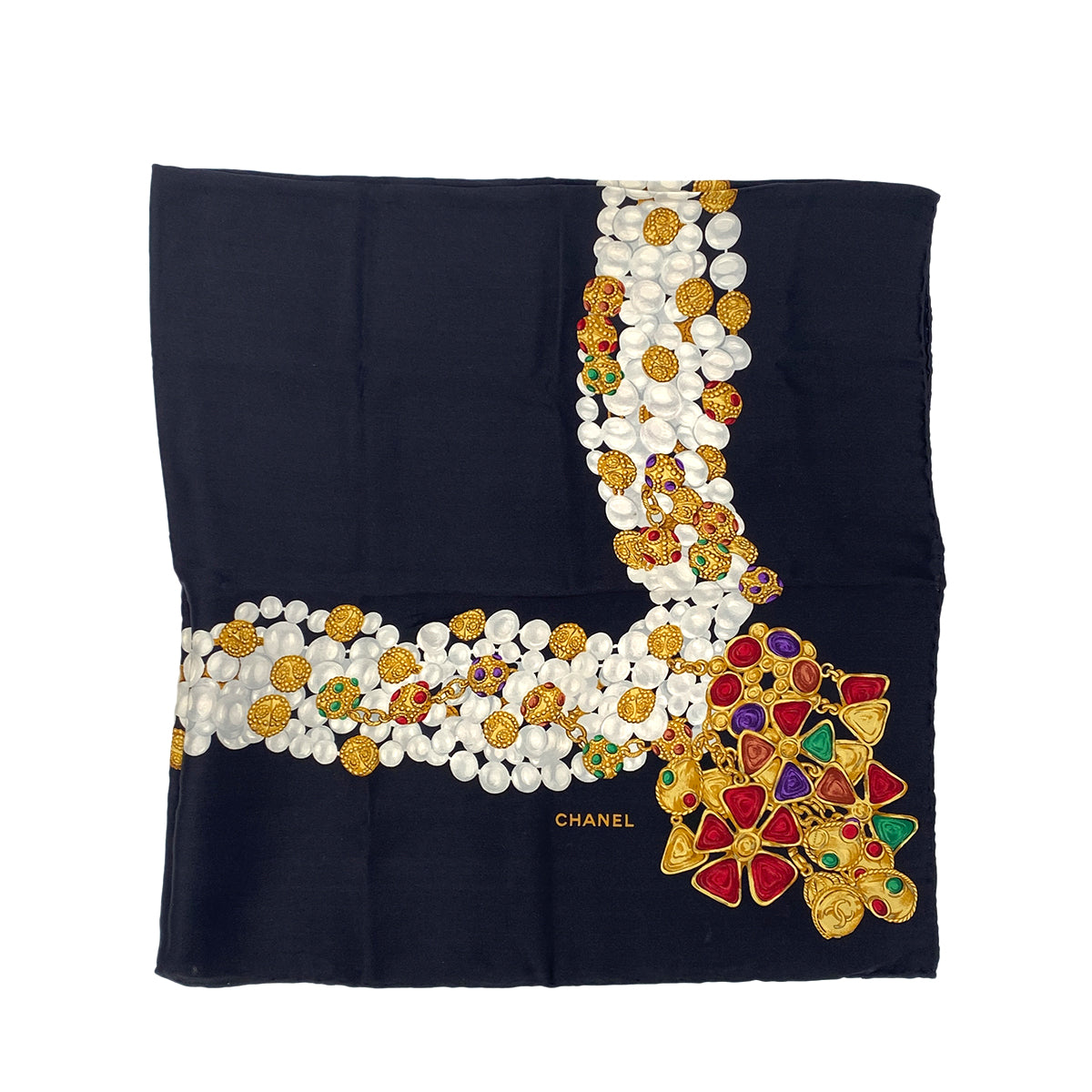 CHANEL VINTAGE SCARF MULTICOLOR SILK 90286170