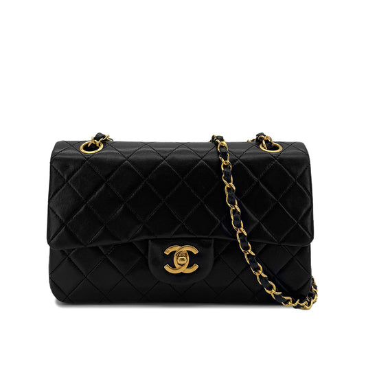 CHANEL VINTAGE CLASSIC FLAP SMALL CHAIN SHOULDER BAG BLACK LAMB SKIN 90286176