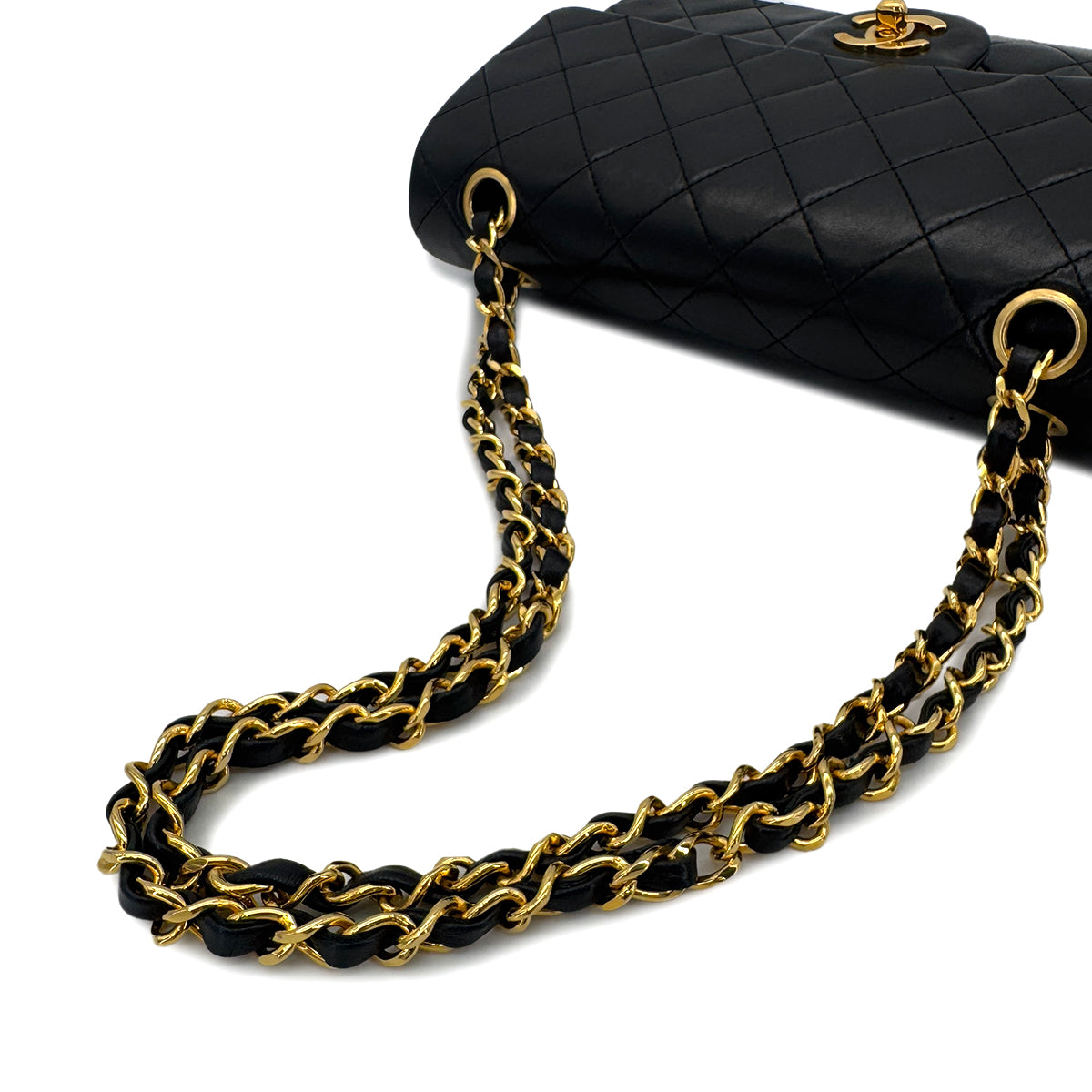 CHANEL VINTAGE CLASSIC FLAP SMALL CHAIN SHOULDER BAG BLACK LAMB SKIN 90286176