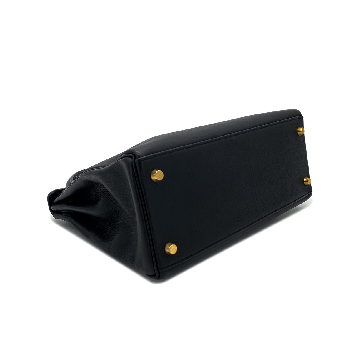 HERMES KELLY 28 RETOURNE BLACK EVERCOLOR HAND SHOULDER BAG □B GHW 90286178