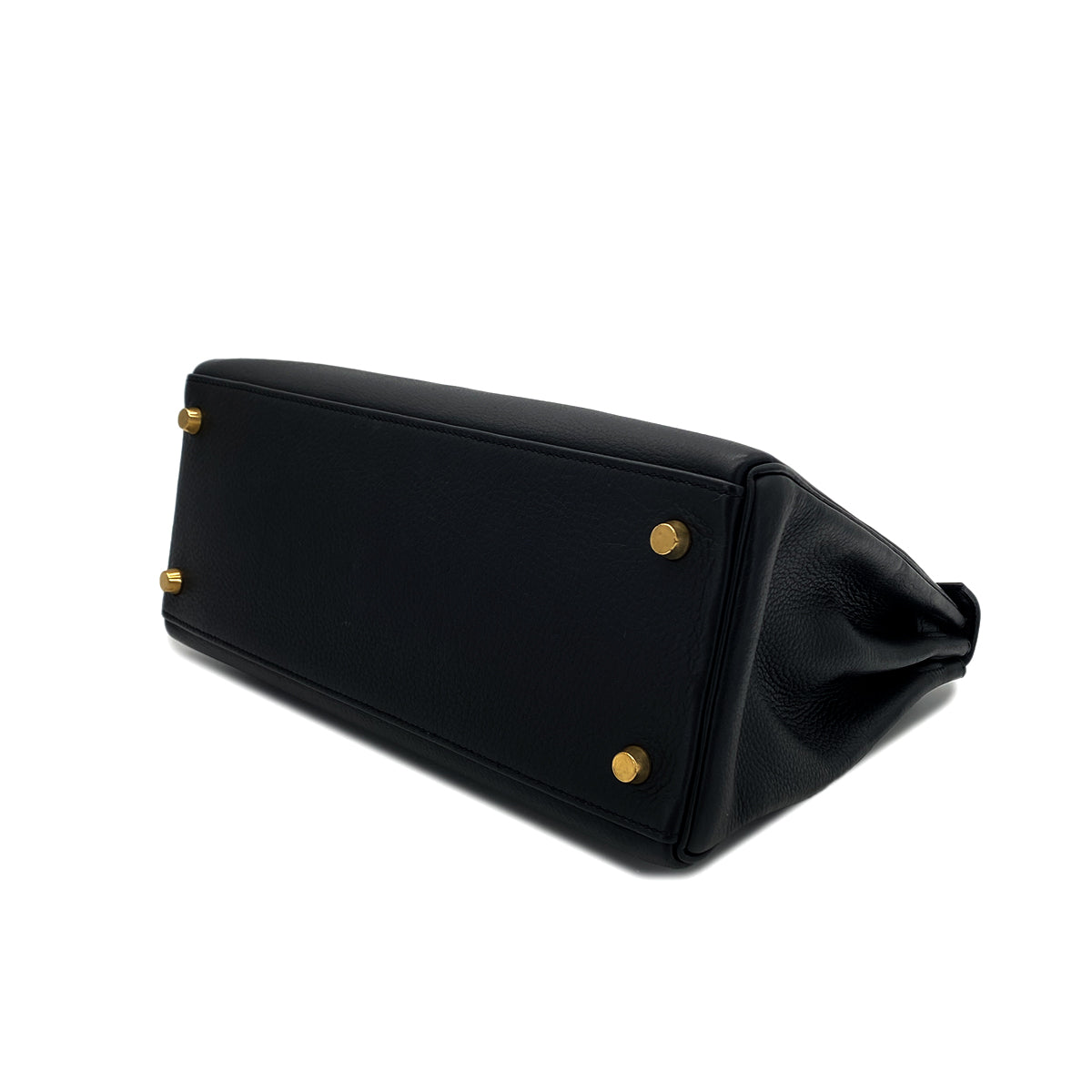 HERMES KELLY 28 RETOURNE BLACK EVERCOLOR HAND SHOULDER BAG □B GHW 90286178