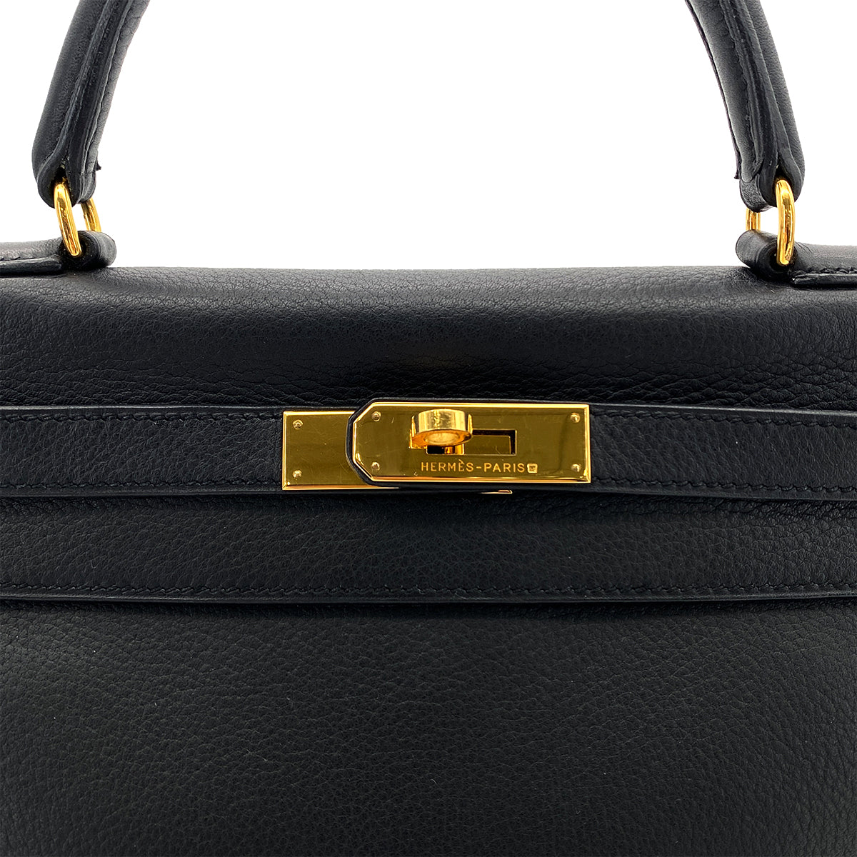 HERMES KELLY 28 RETOURNE BLACK EVERCOLOR HAND SHOULDER BAG □B GHW 90286178
