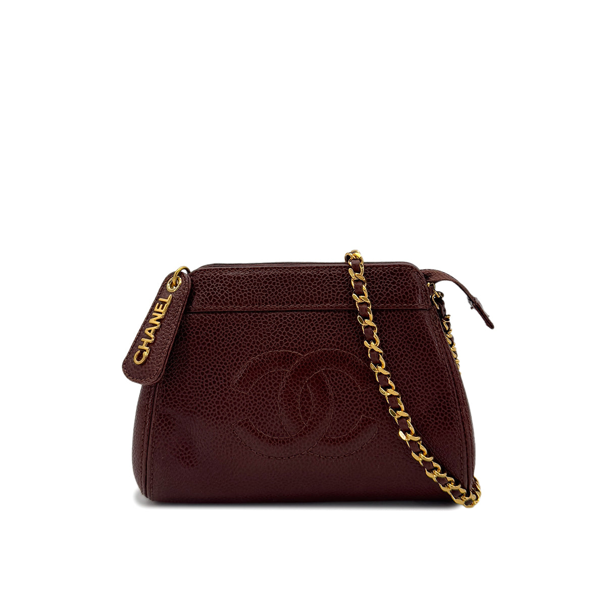 CHANEL VINTAGE COCOMARK MINI CHAIN SHOULDER BAG BROWN CAVIAR SKIN 90286180