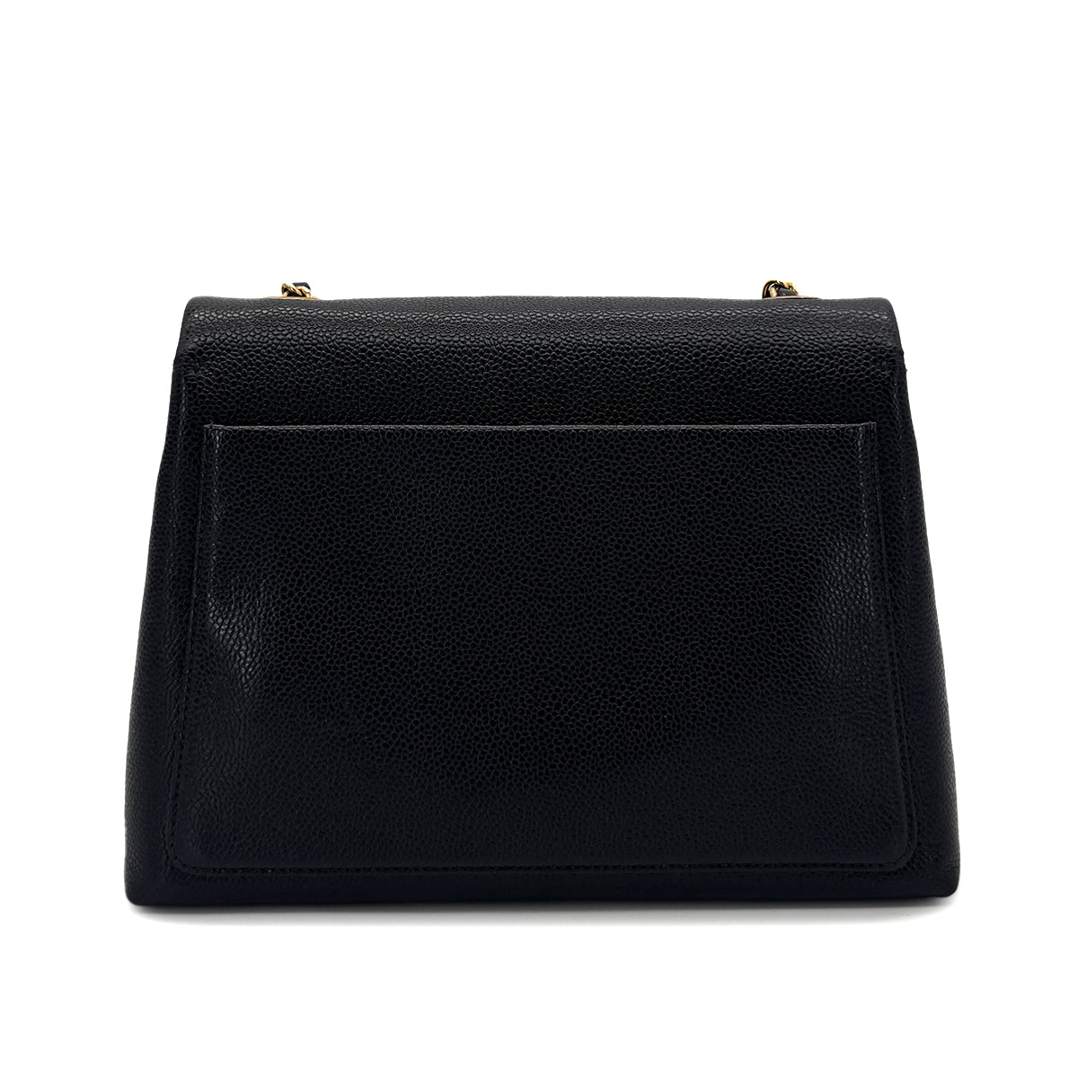 CHANEL VINTAGE TURN LOCK CHAIN TOTE BAG BLACK CAVIAR SKIN 90286183