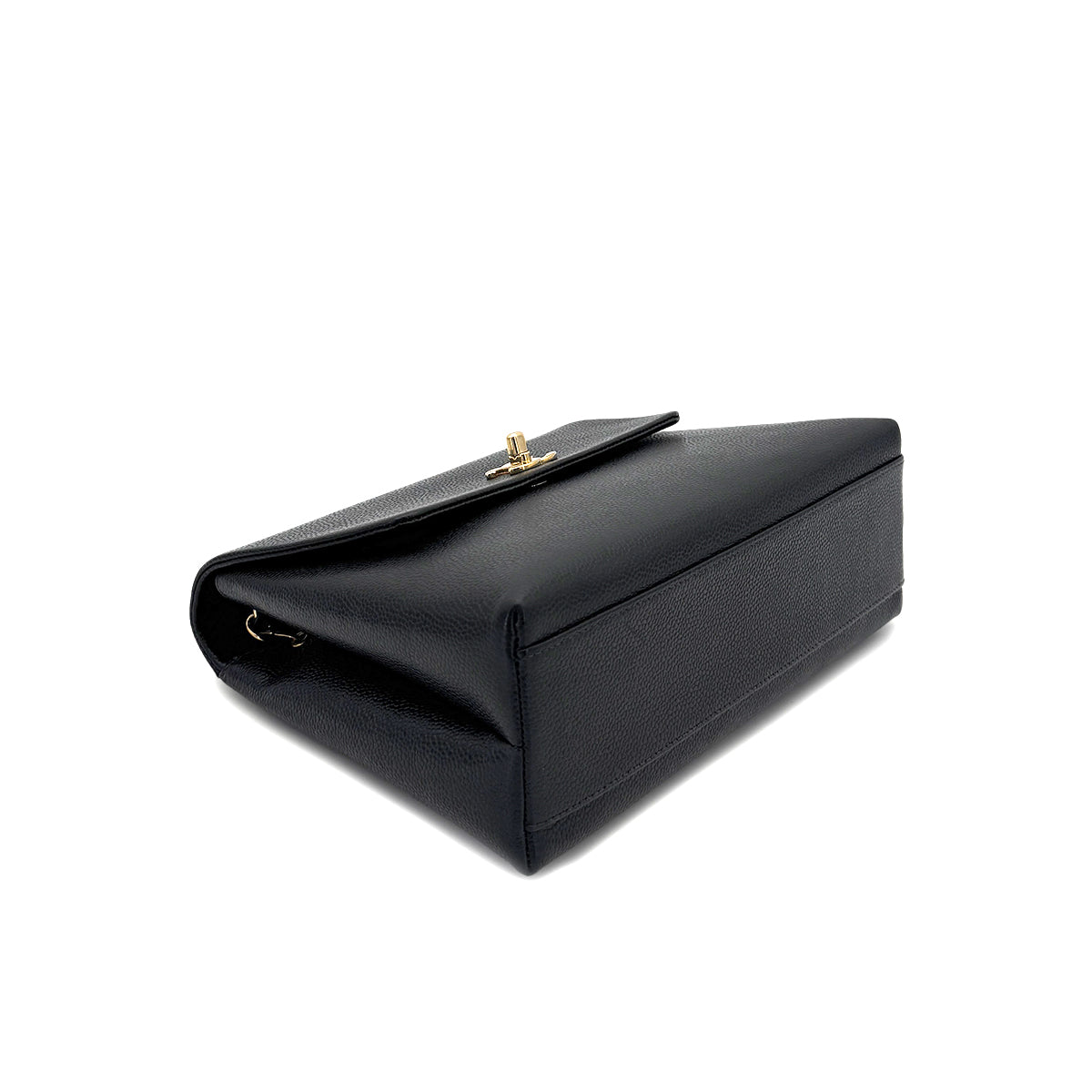 CHANEL VINTAGE TURN LOCK CHAIN TOTE BAG BLACK CAVIAR SKIN 90286183