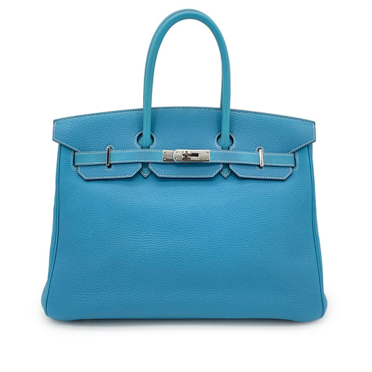 HERMES BIRKIN 35 BLUE JEAN TOGO HAND BAG □H SHW 90286184